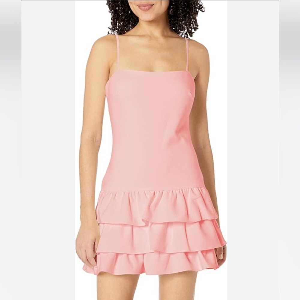 BCBGeneration Tiered Ruffle Hem Mini Dress Pink Sz 10